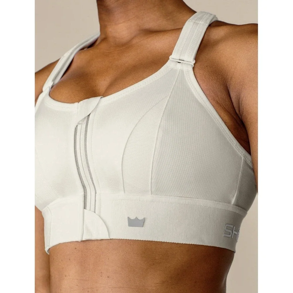 SHEFIT Ultimate White High Impact Medium Support Sports Bra Athletic Adjustable